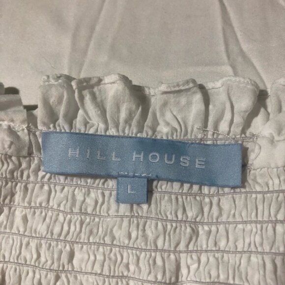 Hill House nap dress womens L white Swiss dot tiered maxi dress ruched bodice - Picture 6 of 11